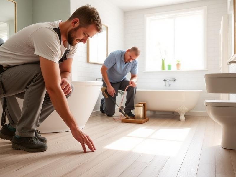 Professional bathroom contractors at work